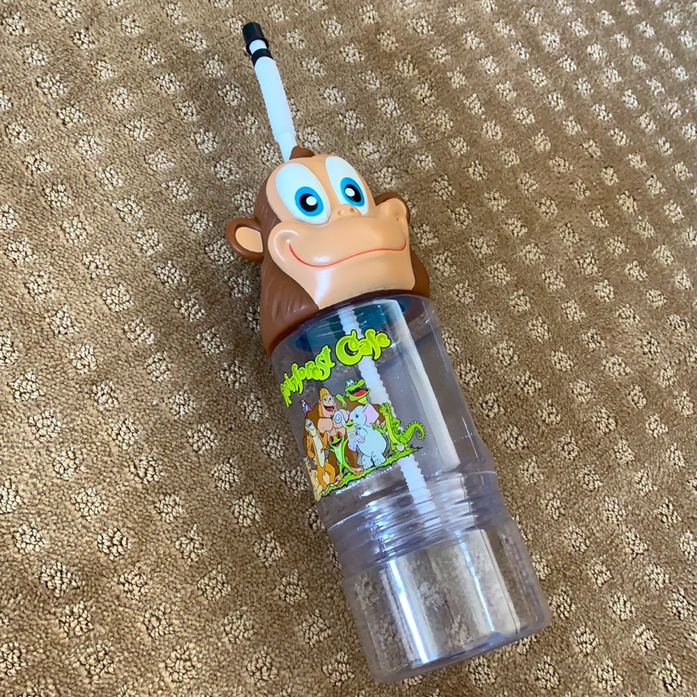 Rainforest Cafe Clear Monkey Water Bottle EUC